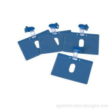 Blue ABS Plastic flip top clip meeting PVC card holder, nam